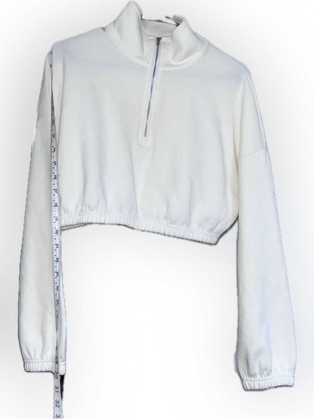 SHEIN White Cropped Half-Zip Turtleneck Sweater ladies large sexy top zip middle
